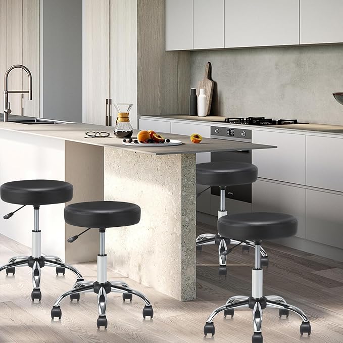 KLASIKA Round Rolling Stool with Wheels Adjustable Height Swivel Multi-Purpose Heavy Duty Wide Seat Drafting Stool for Office Laboratory Salon Massage Spa Medical Doctor Clinic Tattoo Beauty Nail