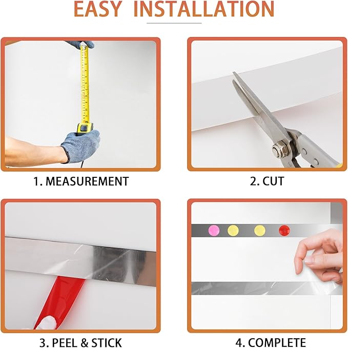 QDYMXUN Self Adhesive Backing Metal Strip for Magnets, Flexible Ferrous Memo Tapes Roll for Bulletin Boards in Studio, Office, School (Glossy Silver, 118''L x 4.72''W)