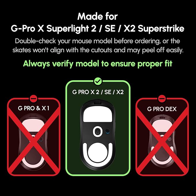 ESPTIGER ICE V2 Gaming Mouse Skates for Logitech G PRO X Superlight 2 - Smooth PTFE Replacement Feet, 2.5D Curved Edges, 3M Adhesive, White