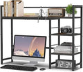 Desk Shelf Storage, 38 Inch, 4-Tier Wood Bookshelf Organizer, Computer Desk Hutch – Black, Desktop Bookshelf Organizer Shelf for Desk for Dorm Workspace and Home Office Use
