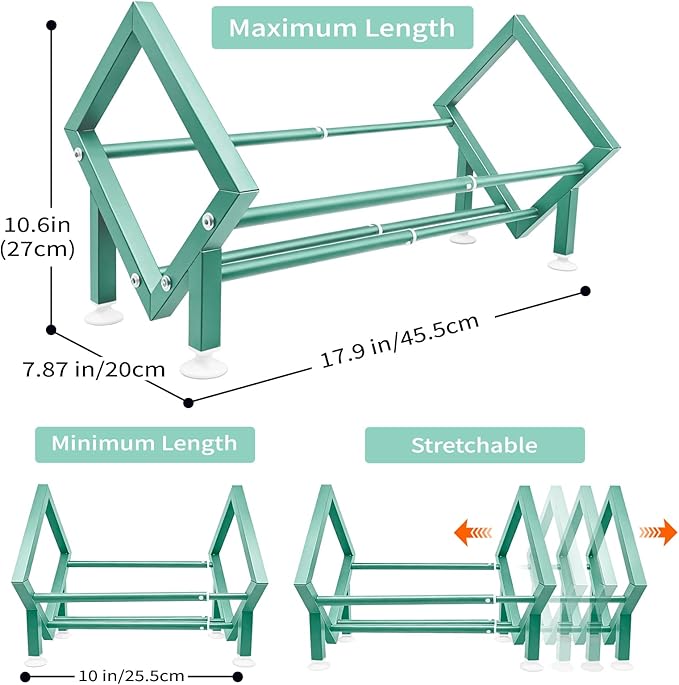 Expandable Desktop Bookshelf Organizer, Small Tabletop Book Storage Rack, Portable Green Bookshelf for Books/CDs/Magazine Display, Mini Bookcase for Top of Desk in Living Room, Office, Home Decor