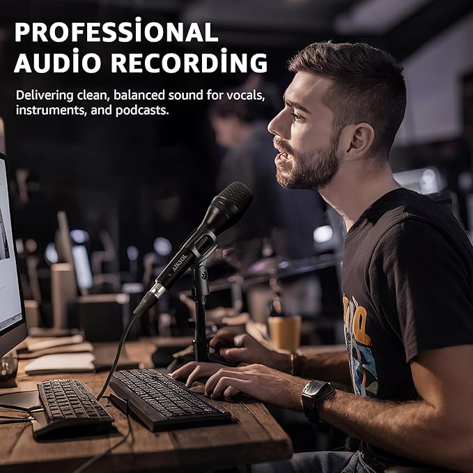Wired Microphone for Singing,Professional Vocal Dynamic Handheld Karaoke,Cardioid Studio Mic,16.4 ft XLR & 6.35 MM with On and Off Switch, for Speakers/Mixer/Machine/Amp/Speech/Karaoke and Outdoors