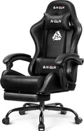 NEO CHAIR Video Gaming Chair with Footrest High Back Ergonomic Comfortable Office Computer Desk with Lumbar Support Height Adjustable with PU Leather Recliner for Adults Women Men (Black)