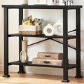 HOMBAZAAR 3 Tier Bookshelf,Black Industrial Book Shelf,Engineered Wood and Metal Small Bookcases,Low Shelf Bookcase for Living Room,Office,Bedroom and Kitchen