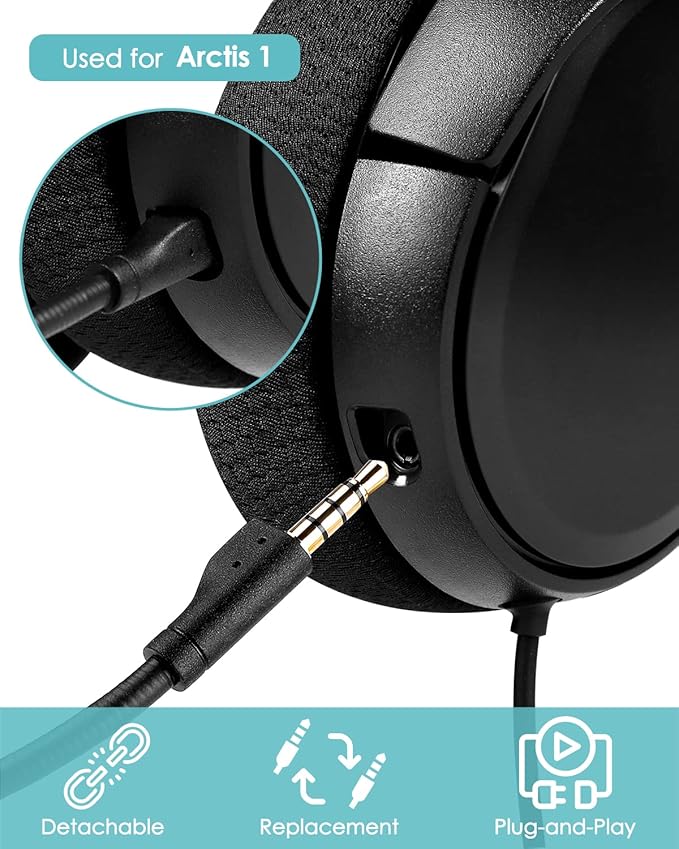 AKKE Mic Replacement Compatible with SteelSeries Arctis 1 3.5mm Jack Detachable Microphone Boom Noise Cancelling for Gaming Headsets