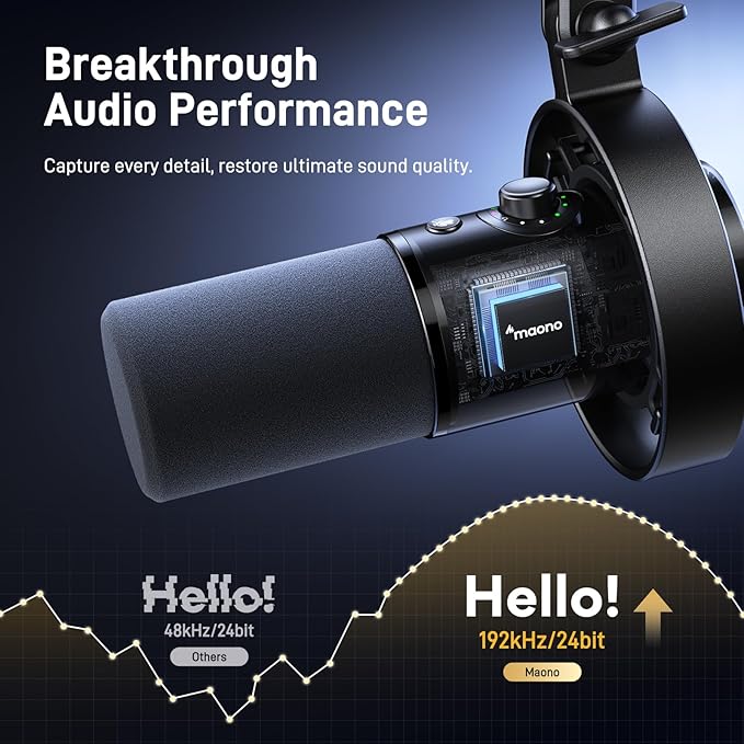 MAONO Dynamic Microphone Kit, USB XLR Podcast Mic with Boom Arm for Vocal Recording, Content Creation, Home Studio(PD300X+BA37)