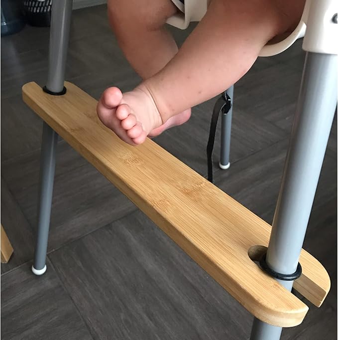 High Chair Footrest, Natural Bamboo Wooden Footrest Compatible with IKEA Antilop High Chairs Accessories, Adjustable HighChair Foot Rest