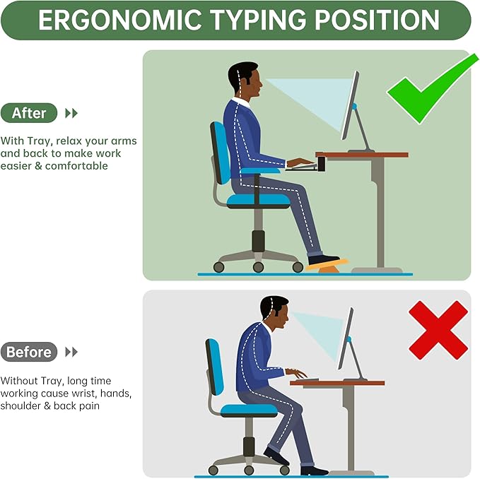 UPGRAVITY Extra Large Keyboard Tray Under Desk - Slide Out with Sturdy C-Clip Mount System, Extra Wide 31.5" (35.8" Including Clamps) x 11.8" Pull-Out Keyboard Computer Drawer, Rustic Vintage Brown