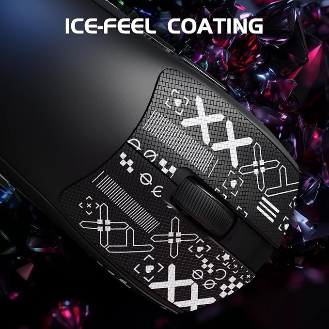 MAMBASNAKE M4 Ultra-Light Wireless Gaming Mouse 52g, 24000 DPI PAW3311 Optical Sensor,2.4G/BT/Wired Ergonomic Computer Mice, RGB Lighting,400mAh Battery, Programmable Mouse for PC/Win/MAC-Black &Tape