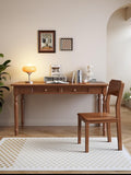 47.2in Country Desk and Chair Set, Home Office Computer Desk with Ergonomic Office Chair, Wooden Writing Desk Study Table, for Bedroom, Office or Student Workstation(Walnut,47.2'' x 23.6'' x 29.5'')