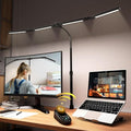 Adjustable LED Desk Lamp – Stepless Dimming & Color Temp Remote Control, Eye-Caring 4 Large Light Souce, Flexible Neck, Clamp, 5 Lighting Modes for Reading, Computer, DIY (Black)