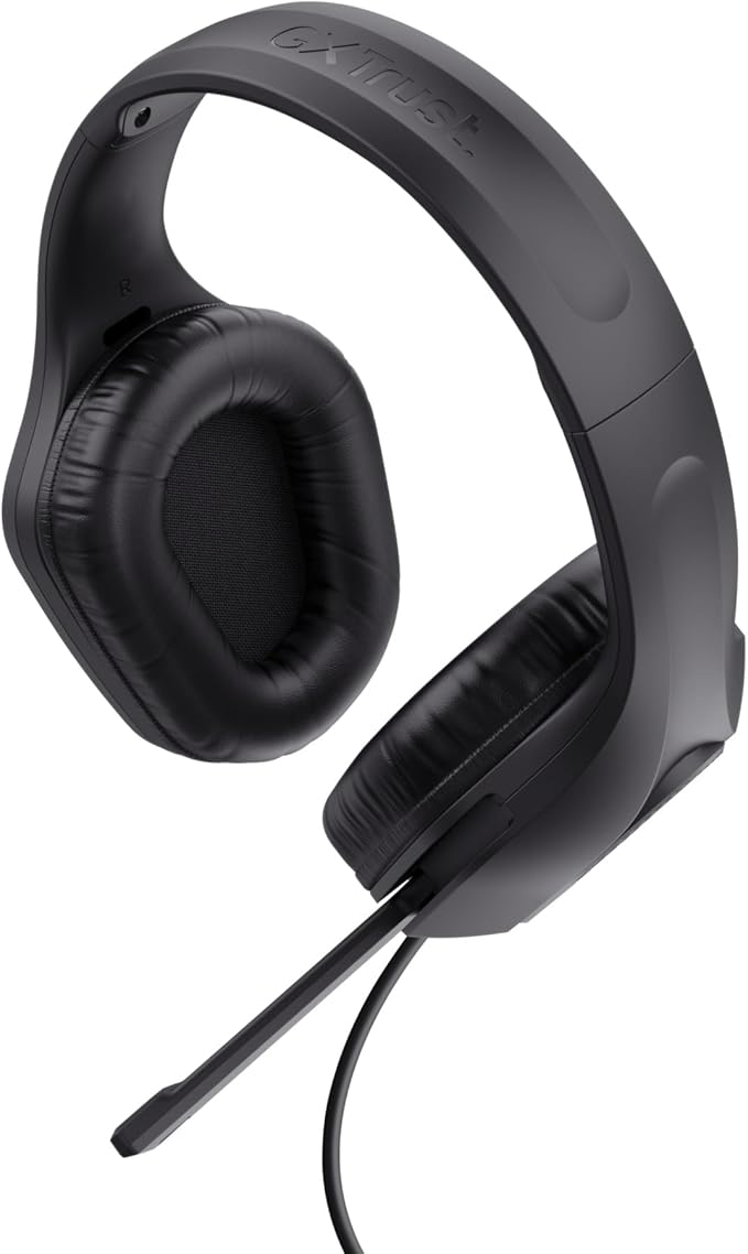 Trust Gaming GXT 415 Zirox Lightweight Gaming Headset with 50mm Drivers for PC, Xbox, PS4, PS5, Switch, Mobile, 3.5 mm Jack, 2m Cable, Foldaway Microphone, Over-Ear Wired Headphones - Black