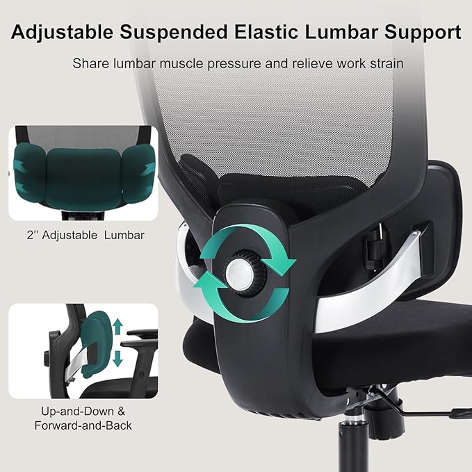 Ergonomic High-Back Mesh Office Chair with Lumbar Support & Headrest