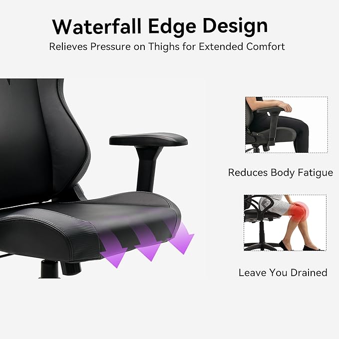 Gaming Chair - High Back Ergonomic Computer Chair with Lumbar Support, Video Game Chair-4D Adjustable Armrests,170° Reclining & 320lb Capacity,PU Leather Office Chair for Adults
