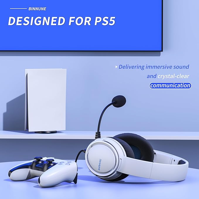 BINNUNE Gaming Headset with Mic for PS4 PS5 Xbox Series X|S Xbox 1 PC NS, Wired Gaming Headphones with Microphone for PS 4|5 Xbox1
