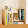 Desktop Shelf Organizer, Adjustable Wood Office Storage Rack, Counter Display Small Bookshelf for Home/Office/School(Light Walnut)