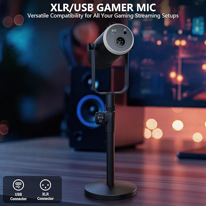 Podcast Equipment Bundle, Dynamic XLR/USB Gaming Microphone & Streaming Audio Mixer with RGB Lights, Perfect for Podcast, Recording, Video Vocal, PC