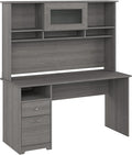 Bush Furniture Cabot 60W Single Pedestal Desk and Hutch, Modern Gray