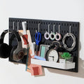 Keepo Peg Board Wall Organizer – Plastic Pegboard Panels, Modular Peg Board Storage System for Home Office, Craft Room, Gaming Setup (Black, 22″×11″)