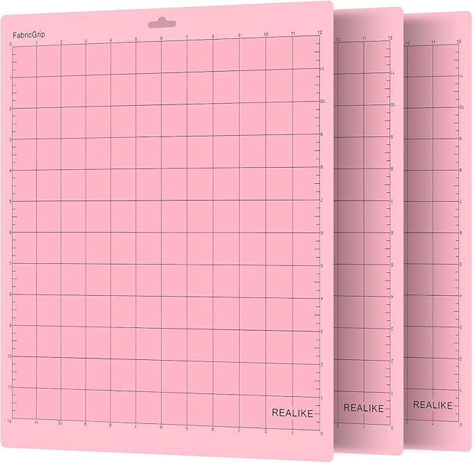 REALIKE 12x12 FabricGrip Cutting Mat Compatible with Cricut Maker 3/Maker 4/Maker/Explore 3/4/Air 2/Air/One(3 Mats), Fabric Adhesive Sticky Cut Mats for Crafts, Quilting, Sewing and All Arts