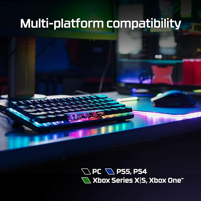 HyperX Alloy Origins 60 - Mechanical Gaming Keyboard - Ultra Compact 60% Form Factor - Tactile Aqua Switch - Double Shot PBT Keycaps - RGB LED Backlit - NGENUITY Software Compatible (Renewed)