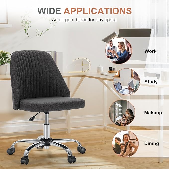 DUMOS Armless Wide Seat Rolling Desk Chair – Graphite