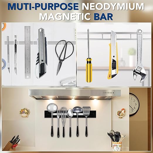 TRYMAG Neodymium Magnet, 50 Pack Strong Bar Magnets with Double-Sided Adhesive, Heavy Duty Metal Magnet Bar, Epoxy Coating Earth Magnets Perfect for Shower Door, Garage, Science, DIY - 60 x 10 x 3 mm
