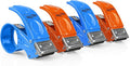 BOMEI PACK Metal Packing Tape Dispenser, 2inch Heavy Duty Handheld Heavy Duty Tape Holder, 4Pcs, Orange + Blue