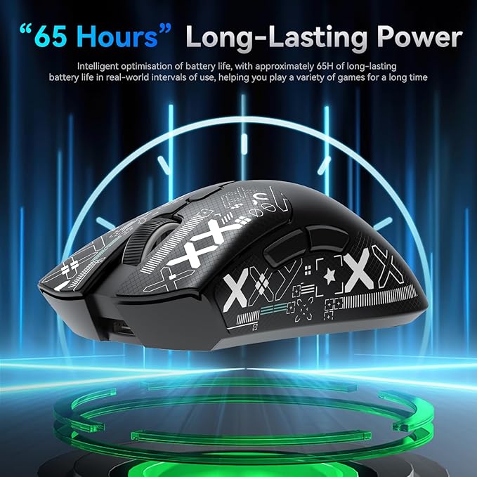 MAMBASNAKE Attack Shark R1 Wireless Gaming Mouse,PAW3311 Optical Sensor 18K DPI,59g Ultralight 2.4Ghz/BT/Wired Computer Mice for Win/Mac-Black&Tape