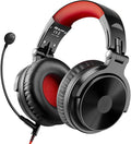 OneOdio Bluetooth Over Ear Headphones with 110Hrs Playtime Wired Gaming Stereo Headsets with Boom Mic for PS4, Xbox one, PC, Wireless Headset for Phones, Laptop, Office - Studio Wireless(Y80B) (Red)