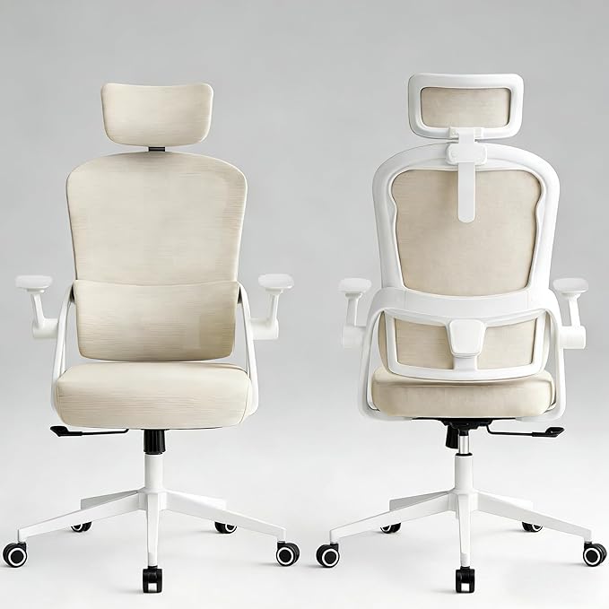 Ergonomic Office Chair - 350LB Comfy Desk Chairs with Adjustable Headrest and Lumbar Back Support, Mesh Computer Chairs with Wheels and Arms for Home Office, Study