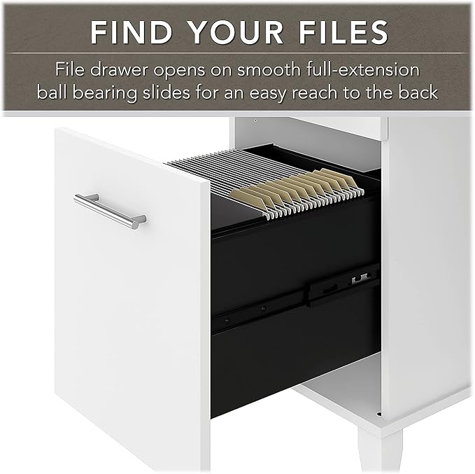 Bush Furniture Somerset 72W Office Desk with Hutch and Lateral File Cabinet in White