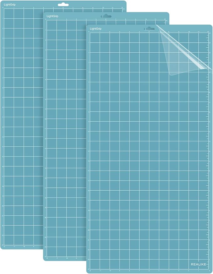 REALIKE LightGrip Cutting Mat Compatible with Cricut Maker 3/Maker 4/Maker/Explore 3/4/Air 2/Air/One(3 Mats,12x24 inch) Blue Light Adhesive Cut Mats for Crafts, Quilting, Sewing and All Arts