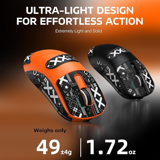 ATTACK SHARK X3 Lightweight Wireless Gaming Mouse with Tri-Mode 2.4G/USB-C Wired/Bluetooth,26K DPI, PAW3395 Optical Sensor,Kailh GM8.0 Switch,5 programmable Buttons for PC/Win/Mac(Orange+Stickers)
