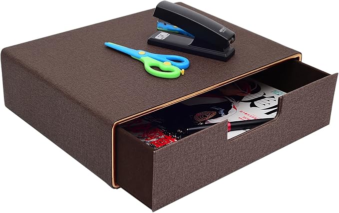 PU Leather Stackable Organizer Drawer,Executive Office Supplies Desktop Filing A4 File Cabinet/Holder for Jewelry/Bill/Paper/Documents/Makeup Home Decor Stationery Storage Box,Coffee
