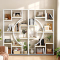 LGHM Bookshelf Set of 2 with Metal Frame, 5 Tier Geometric Bookcase, Adjustable Modern Book Shelf with 18 Open Storage Shelves, Display Shelf for Living Room, Office, Bedroom,Natural Oak