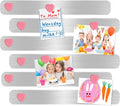 Magnetic Board Strips - 6Pcs Stainless Iron Magnetic Strips with Adhesive Backing & 10 Pink Heart Magnets, Frameless Small Bulletin Board for Wall, DIY Memo Board for Home Kitchen School Office