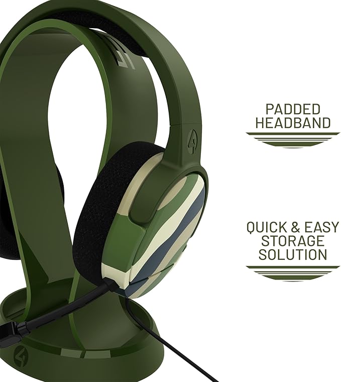 4Gamers Panther Gaming Headset with Stand - Wave Forest, Compatible with PS4, PS5, Xbox, Switch & PC