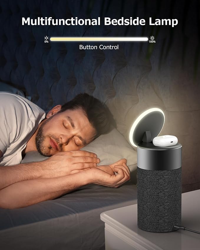 COLSUR Bluetooth Speaker, Magnetic Wireless Charger, Bluetooth Speakers with Night Light, 2 in 1 Wireless Charging Station for iPhone 17/16/15/14/13/12 Series, AirPods Pro 2/4/3/2（Gift Ideal）(Black)