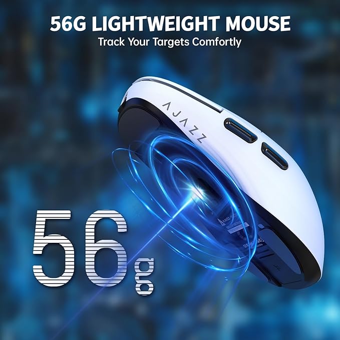 Ajazz AJ159 Dual Mode Lightweight Gaming Mouse with Type C Wired and USB Receiver with PAW3395 Sensor, 5 Programmable Buttons, Ergonomic, Symmetrical Design for PS4 Xbox PC Mac Gaming