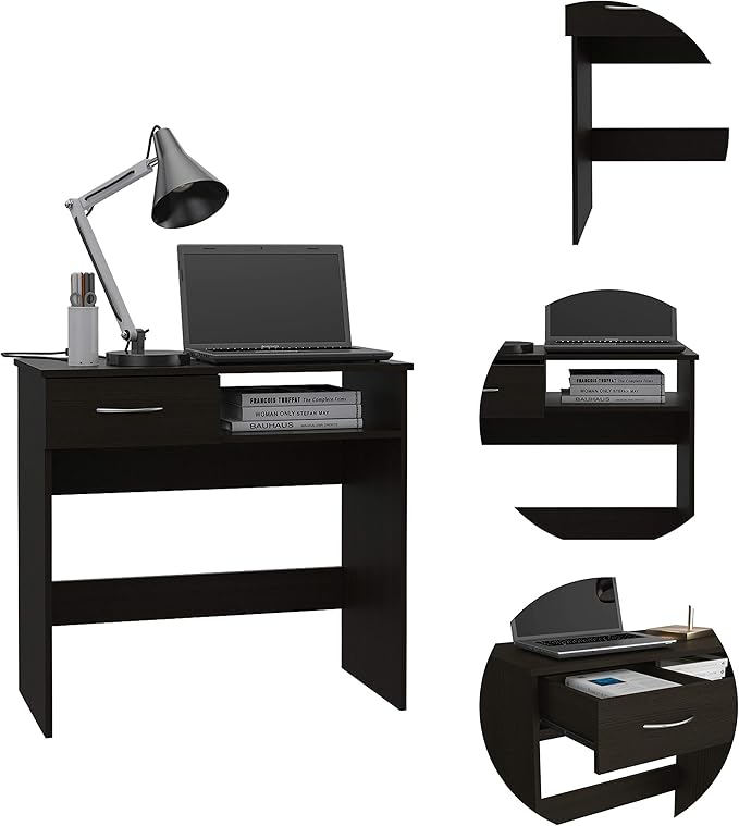 1-Plano Two Piece Home office Set,Black