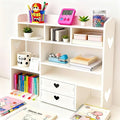 White Heart Drawer Bookshelf, Desktop Organizer with Shelves & Heart-Shaped Drawer for Desk, Office, Dorm - Display Storage for Books, Decor, Makeup, Stationery(White), (Upgrade)