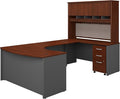 Bush Business Furniture Series C 60W Right Handed Bow Front U Shaped Desk with Hutch and Storage in Hansen Cherry, Large Computer Table for Professional Office