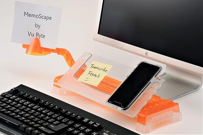 MemoScape Adjustable in-Line Document Holder for Typing | Reduces Neck Strain, Improves Focus, Boosts Desk Organization, and Workflow | Paper Holder Stand for Desk and Home Office - Orange (VUR 4060)
