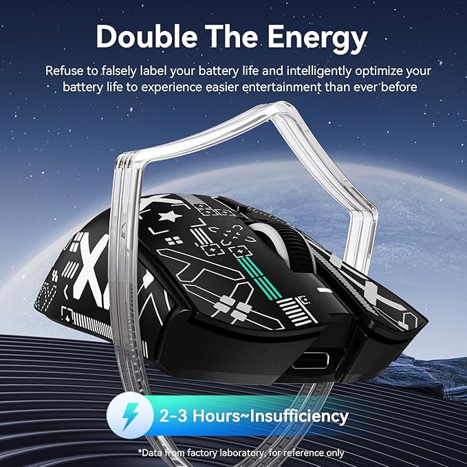 X1 Superlight Wireless Gaming Mouse with RGB Magnetic Charging Dock, BT/2.4G Wireless/Wired Gaming Mouse, PAW3395PRO Gaming Sensor, 40000DPI, Tape, 53g Office Mice for PC/Mac/Win/Xbox (Black)