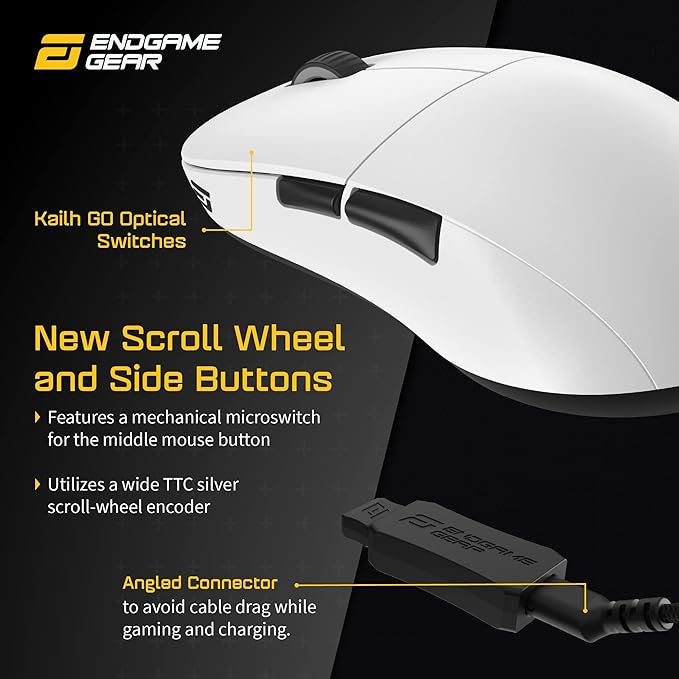 ENDGAME GEAR XM2we Wireless Gaming Mouse, Programmable Mouse with 5 Buttons and 19,000 DPI, White