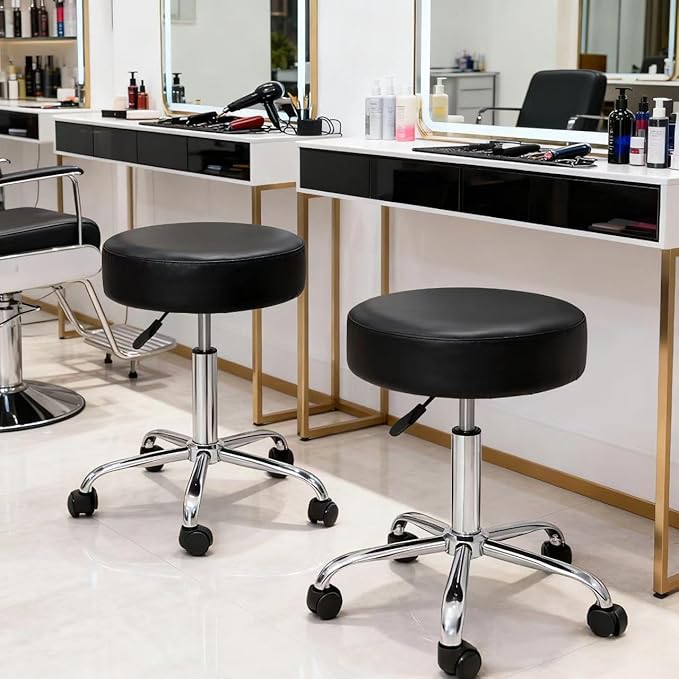 ZENY Adjustable Round Rolling Stool with Wheels, Drafting Stool Chair for Salon Spa Tattoo Home Office Medical Massage Work