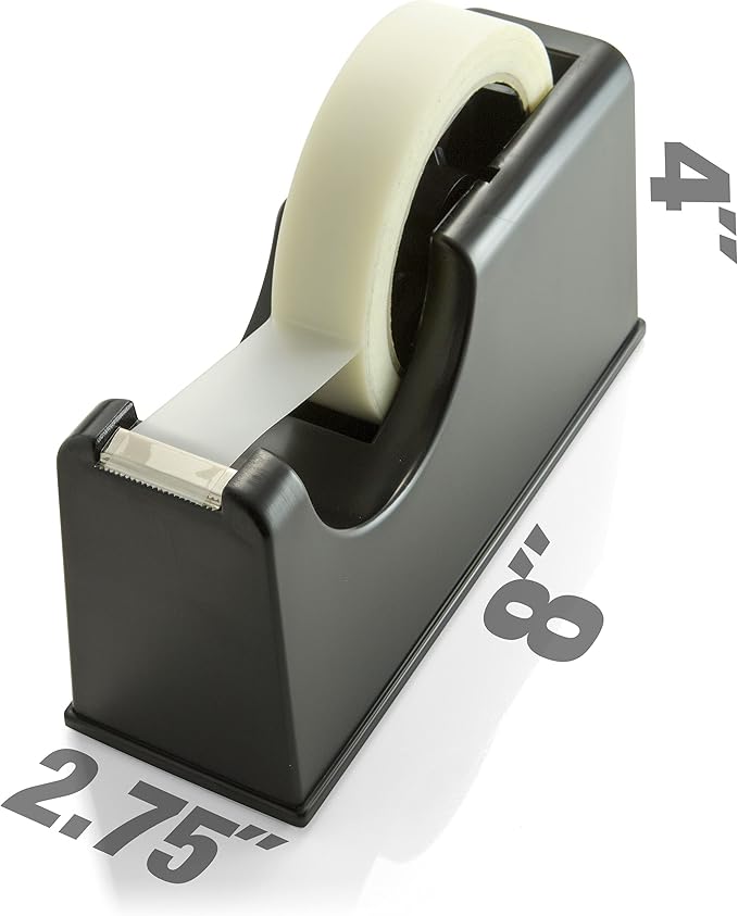 Officemate 2-in-1 Heavy Duty Tape Dispenser 1-Inch and 3-Inch Core, Black (96699)