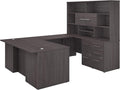 Bush Business Furniture Office 500 U Shaped Executive Desk with Drawers and Hutch, 72W, Storm Gray