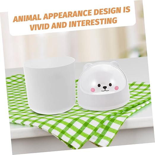 Cabilock 1pc Cute Bear Desktop Trash Can Mini Waste Bin Lid for Home Office Compact Garbage Container for Bedroom for Small Spaces White